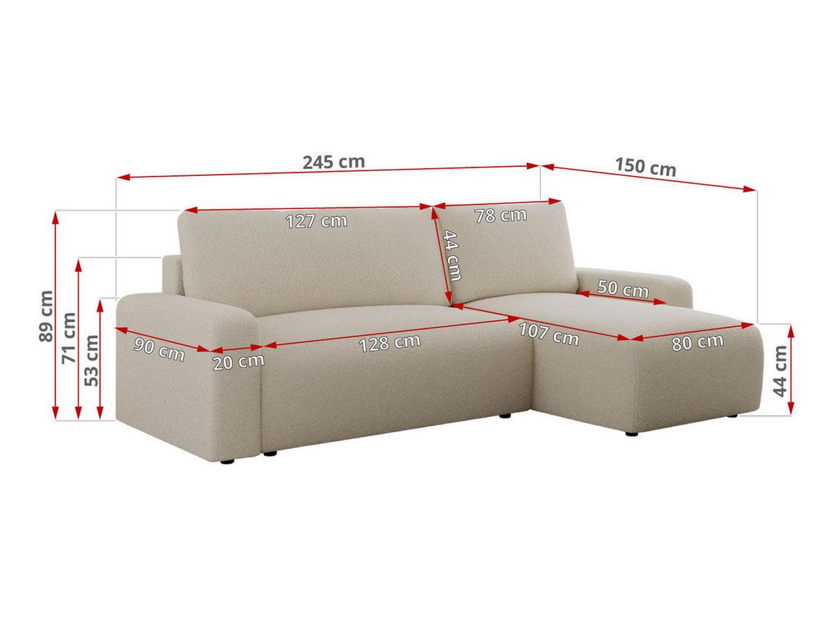 ECKSOFA ARGOS Beige Boucle - Beige/Schwarz, Kunststoff/Textil (245/150cm) - MKS
