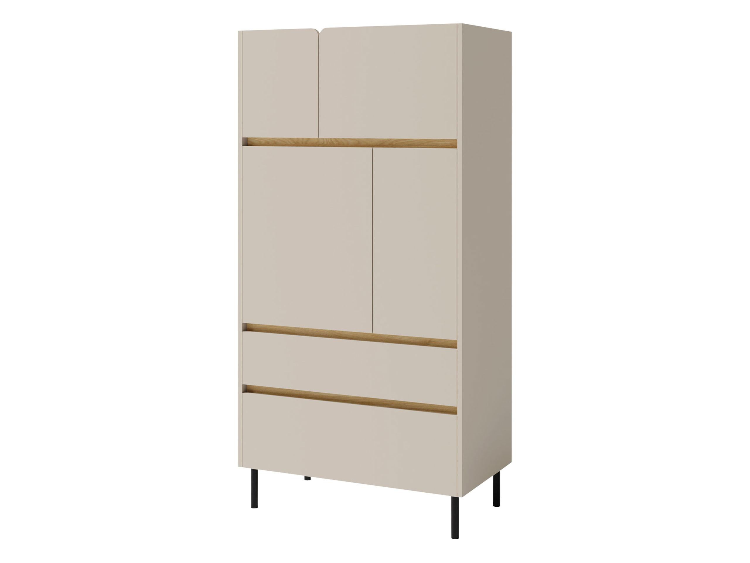 KOMBIKOMMODE Luca LC05 - Sandfarben/Schwarz, Holzwerkstoff/Metall (80/165/40cm) - MIRJAN24