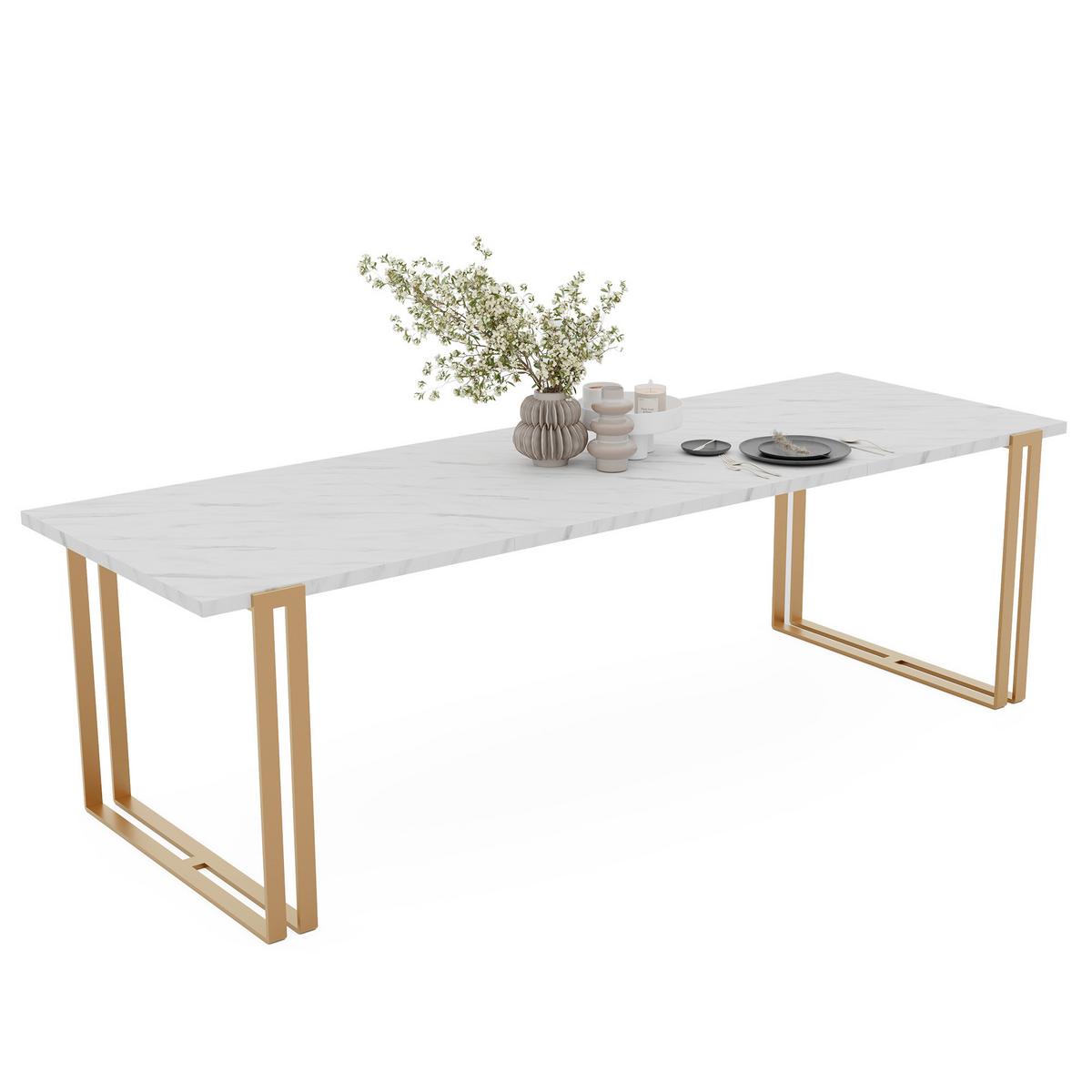 TISCH ausziehbar aus MDF, Weiß - Goldfarben/Weiß, Holzwerkstoff (120/80/76cm) - Idohome