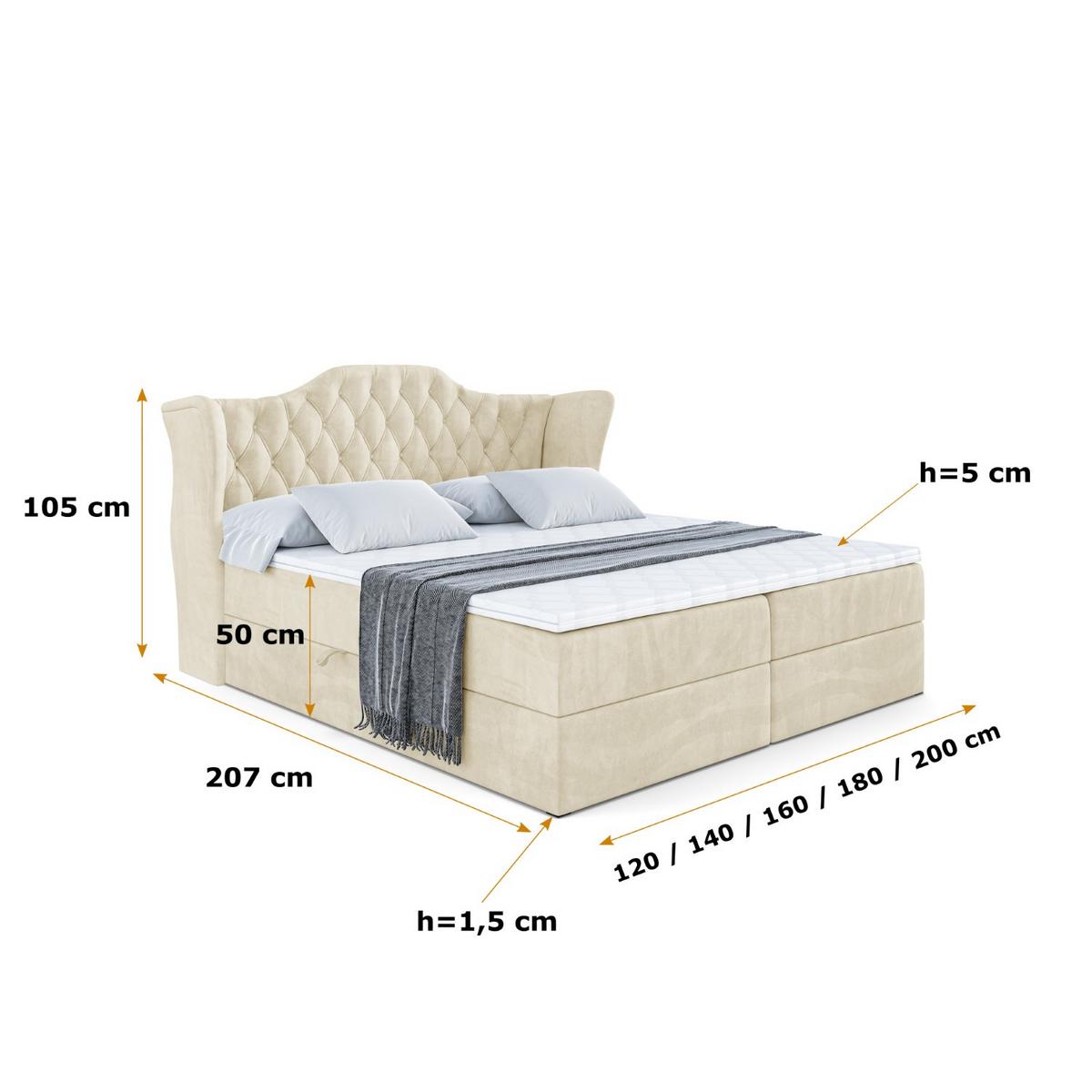 BOXBETT mit Matratze H3 und Lattenrost - VILA - 120x200 cm Beige - Beige, Holzwerkstoff (120/200cm) - ALTDECOR