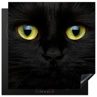 HERDABDECKPLATTE Katze - Augen - Gelb - Schwarz Induktionsmatte 78x78 cm - Schwarz, Kunststoff (78/78/0.2cm) - MuchoWow