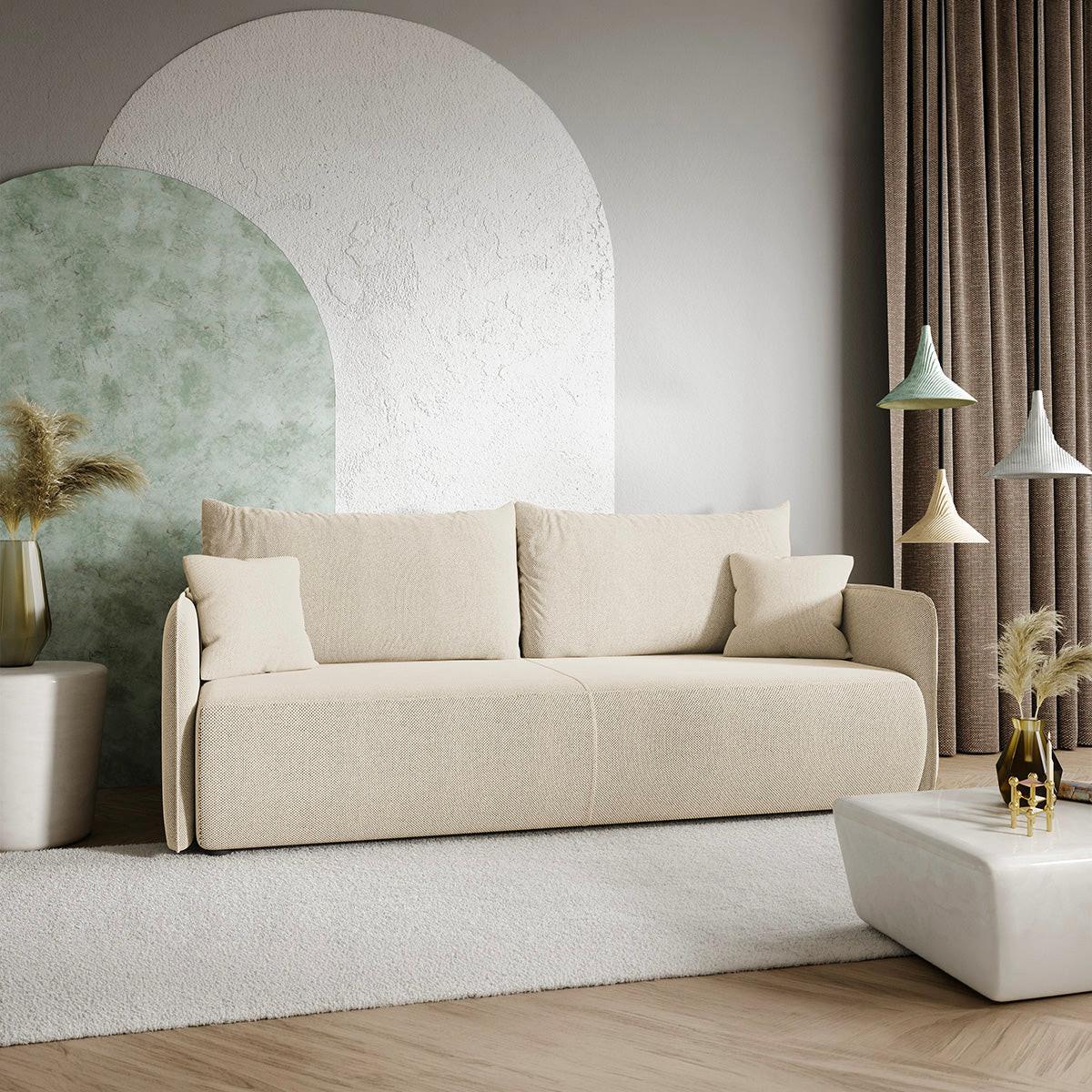 SOFA Claudio 3 Sitzplätze Beige - Beige, Holz (216/86/105cm) - Petits-meubles