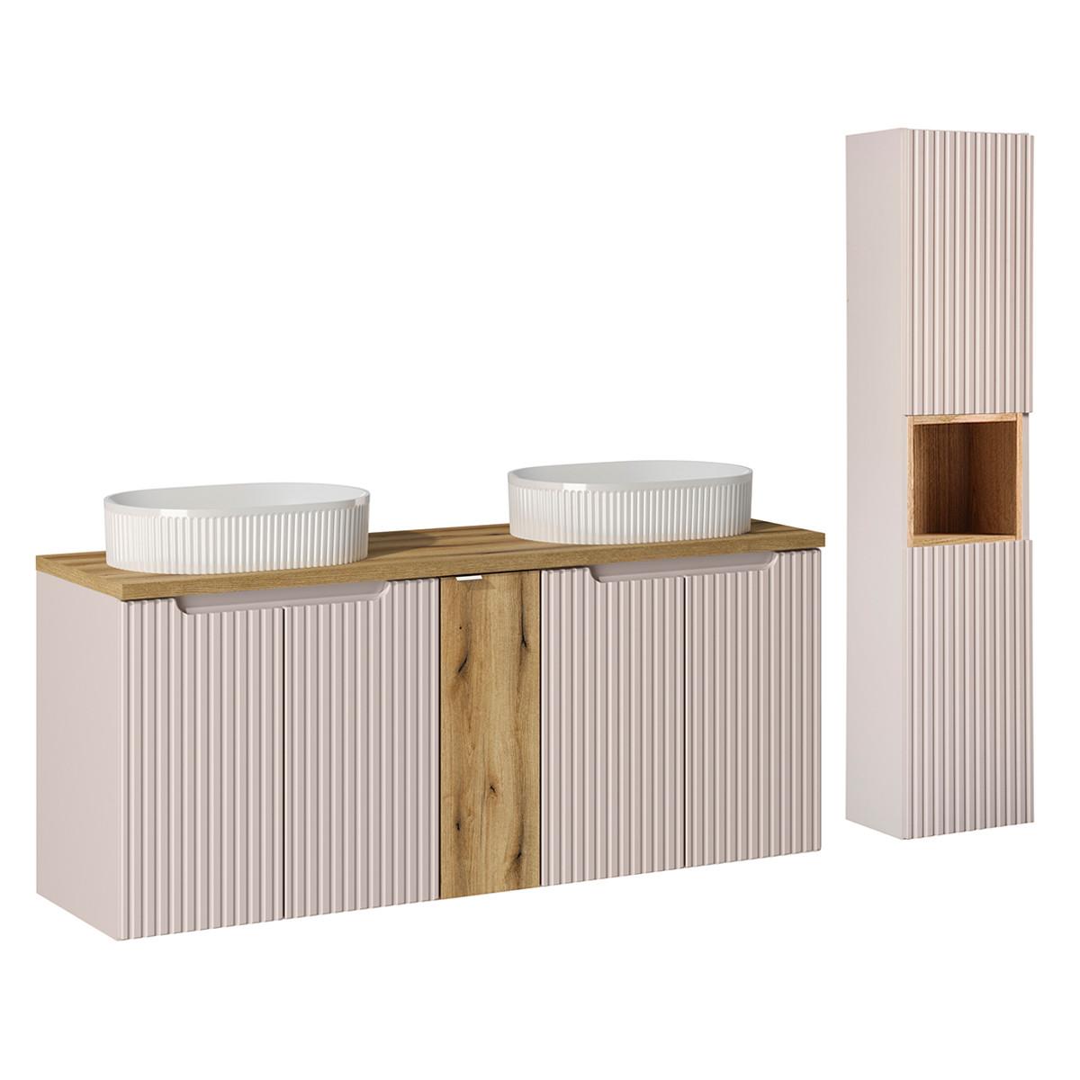 BADMÖBEL 140cm Riva 2er-Set Kaschmir - Kaschmir, Holzwerkstoff (140/57/40cm) - Petits-meubles