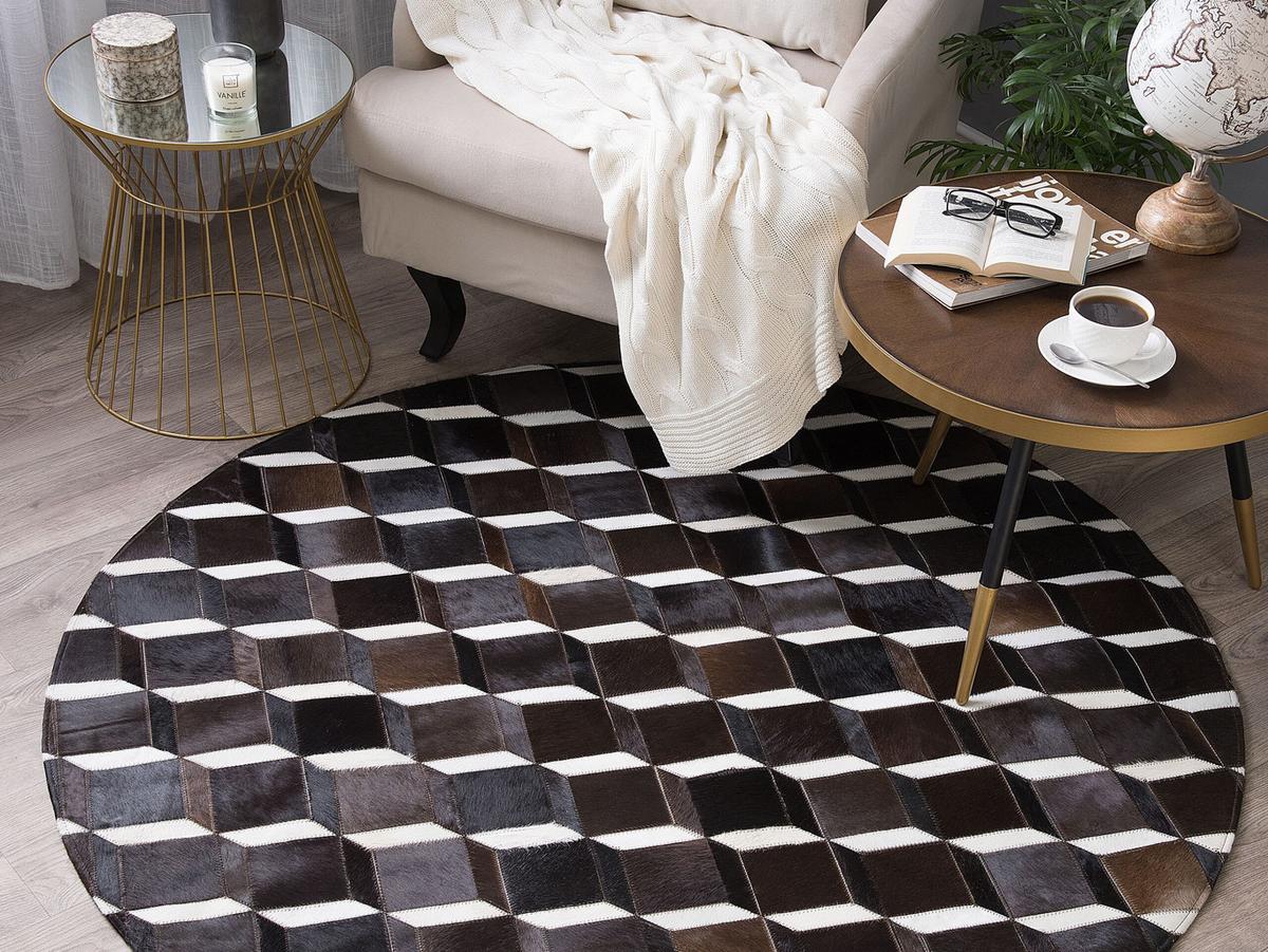 KURZFLOR-TEPPICH Alpkoy 140/140 cm - Braun, Fell (140/140cm) - Beliani