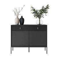KOMMODE MIDNIGHT 2D2S mit zwei Schubladen auf Gestell schwarz - Schwarz, Holzwerkstoff (104/82.5/39cm) - Lookway