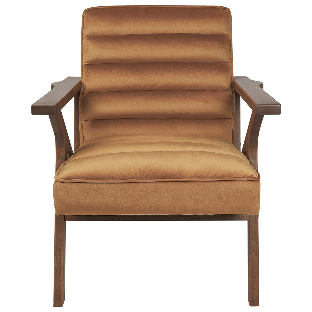 SESSEL Samtstoff Braun Kisa - Dunkelbraun/Braun, Textil (74/84/80cm) - Beliani
