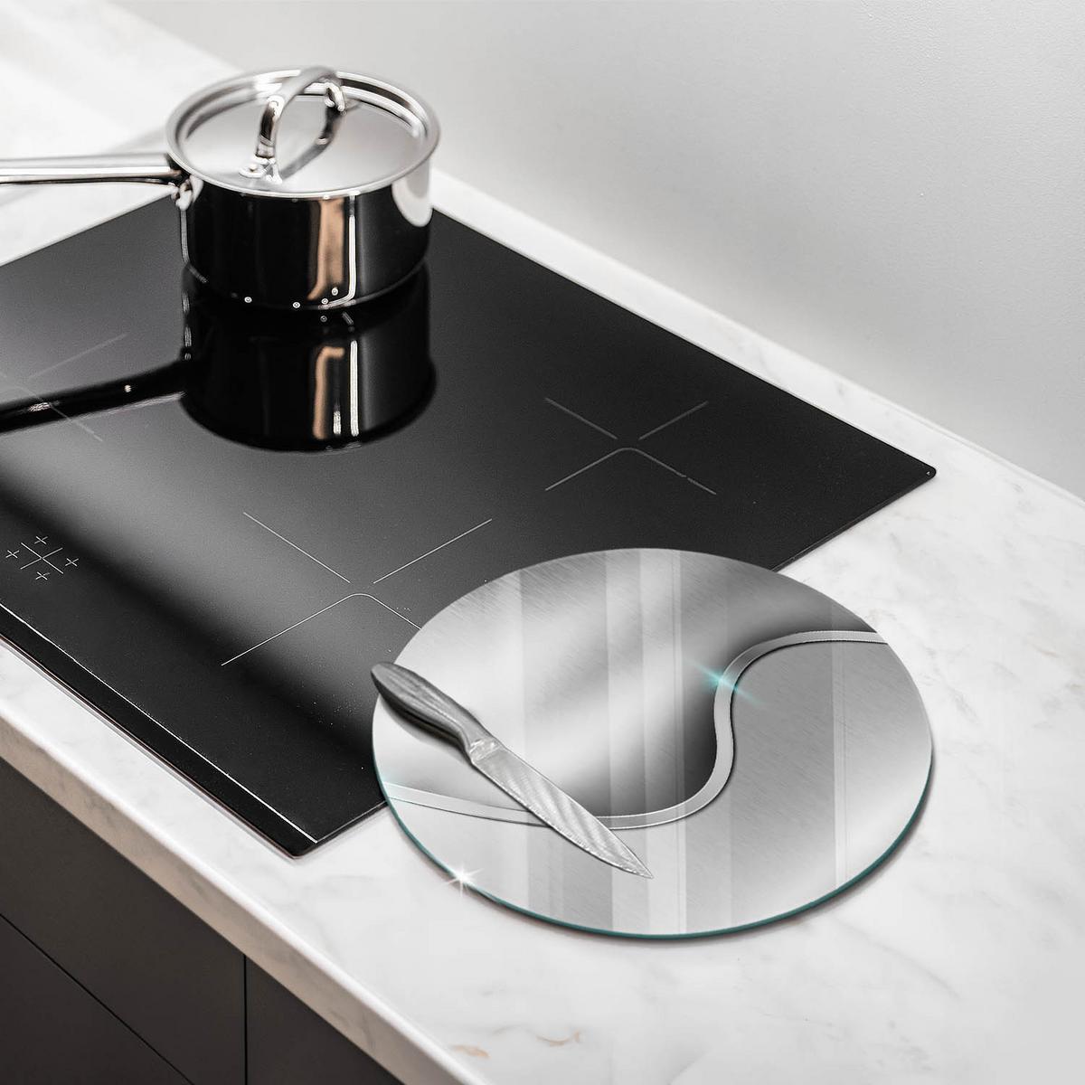 GLASPLATTE Ø 30 cm Silber Metall Abstraktion - Silberfarben, Glas (30/30cm) - Wallfluent