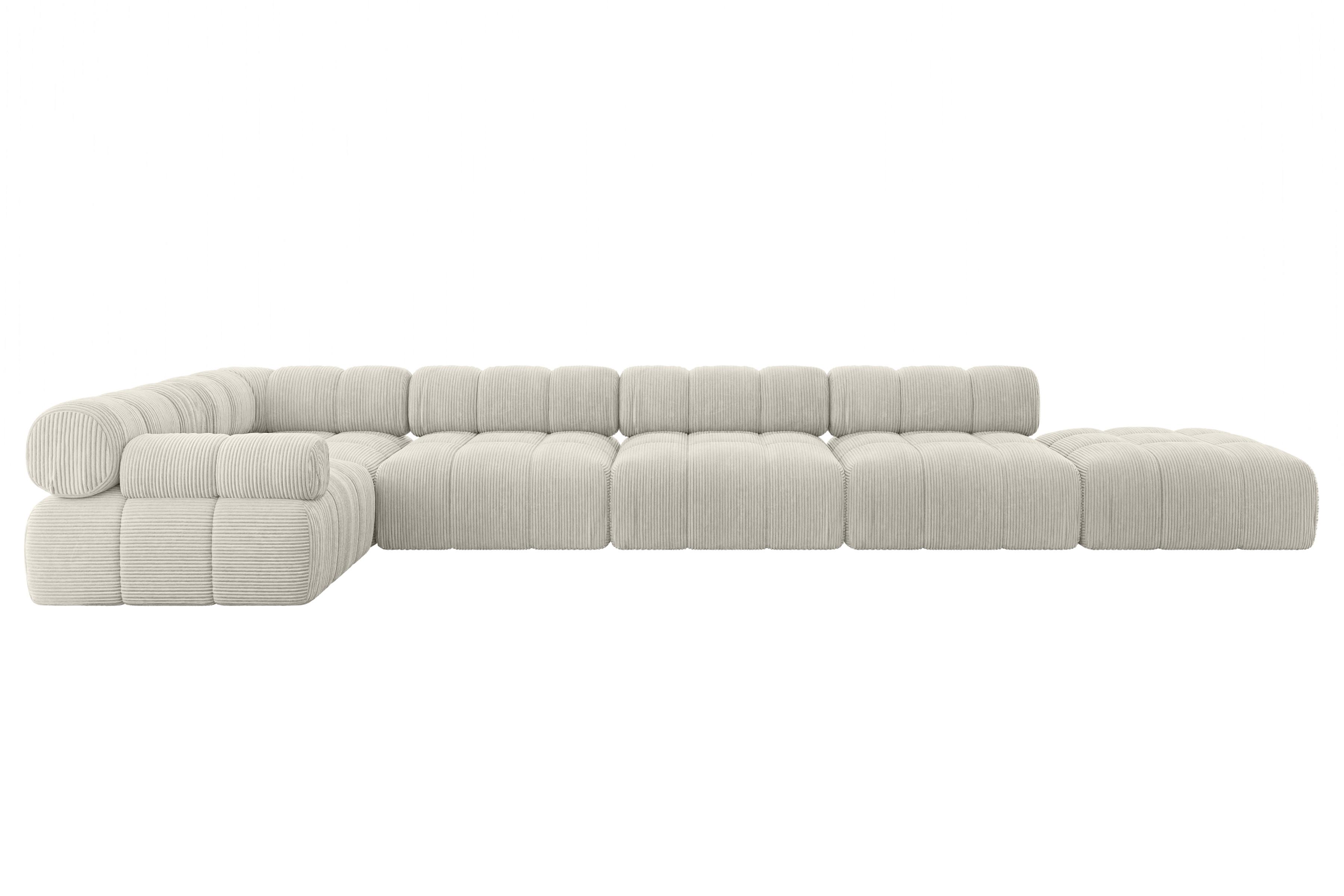 ECKSOFA modulares Sofa Felto-L3 - 475x190x70 cm Creme Cord - Hellgrau/Creme, Holzwerkstoff/Textil (475/190cm) - ALTDECOR