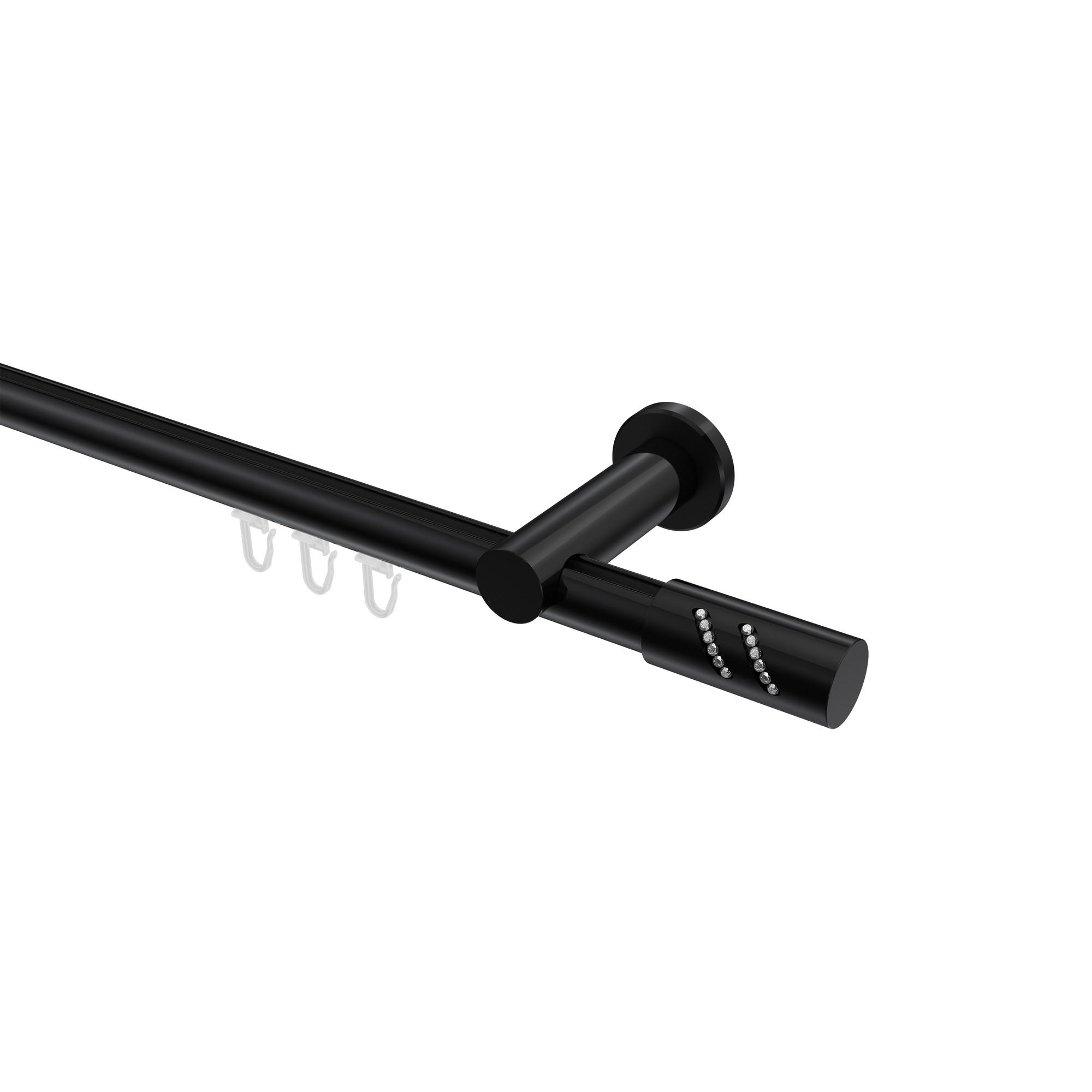 GARDINENSTANGE INNENLAUF Platon Zoena 320 cm (geteilt in 2 x 160 cm), 1-läufig, 20 mm Ø Schwarz - Schwarz, Metall (320cm) - INTERDECO