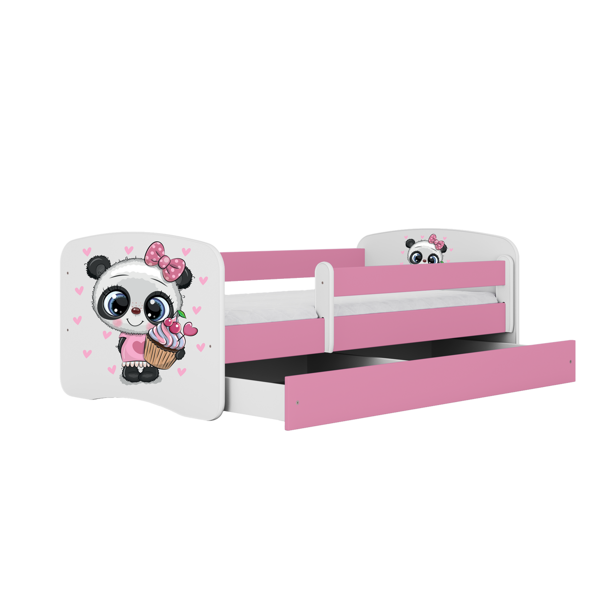 KINDERBETT Panda mit Schublade 180/80 90/61/184 - Rosa, Holzwerkstoff (80/180cm) - RAUMHIRSCH FURNITURE