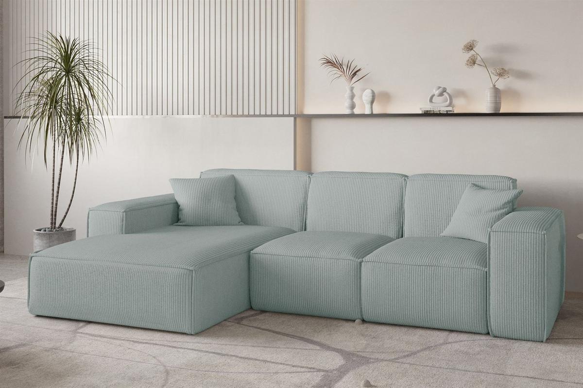 ECKSOFA Celes Premium Stoff Scala - Pastellblau, Holzwerkstoff/Textil (266/165cm) - Fun Möbel