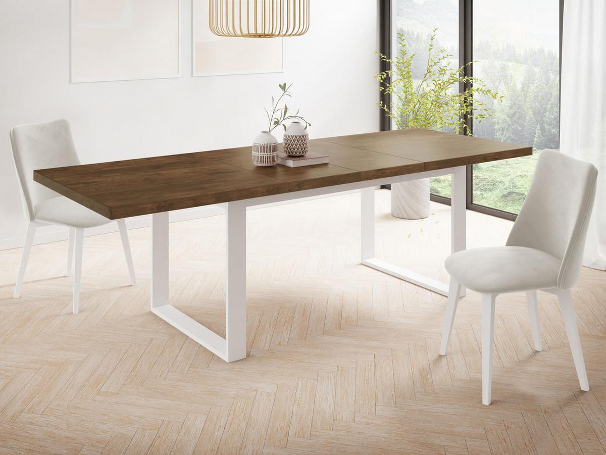ESSTISCH Sana rechteckig ausziehbar, Lefkas Eiche 160/240/90/75 cm - Alteiche/Weiß, Holzwerkstoff/Metall (90/240/75cm) - WFL GROUP