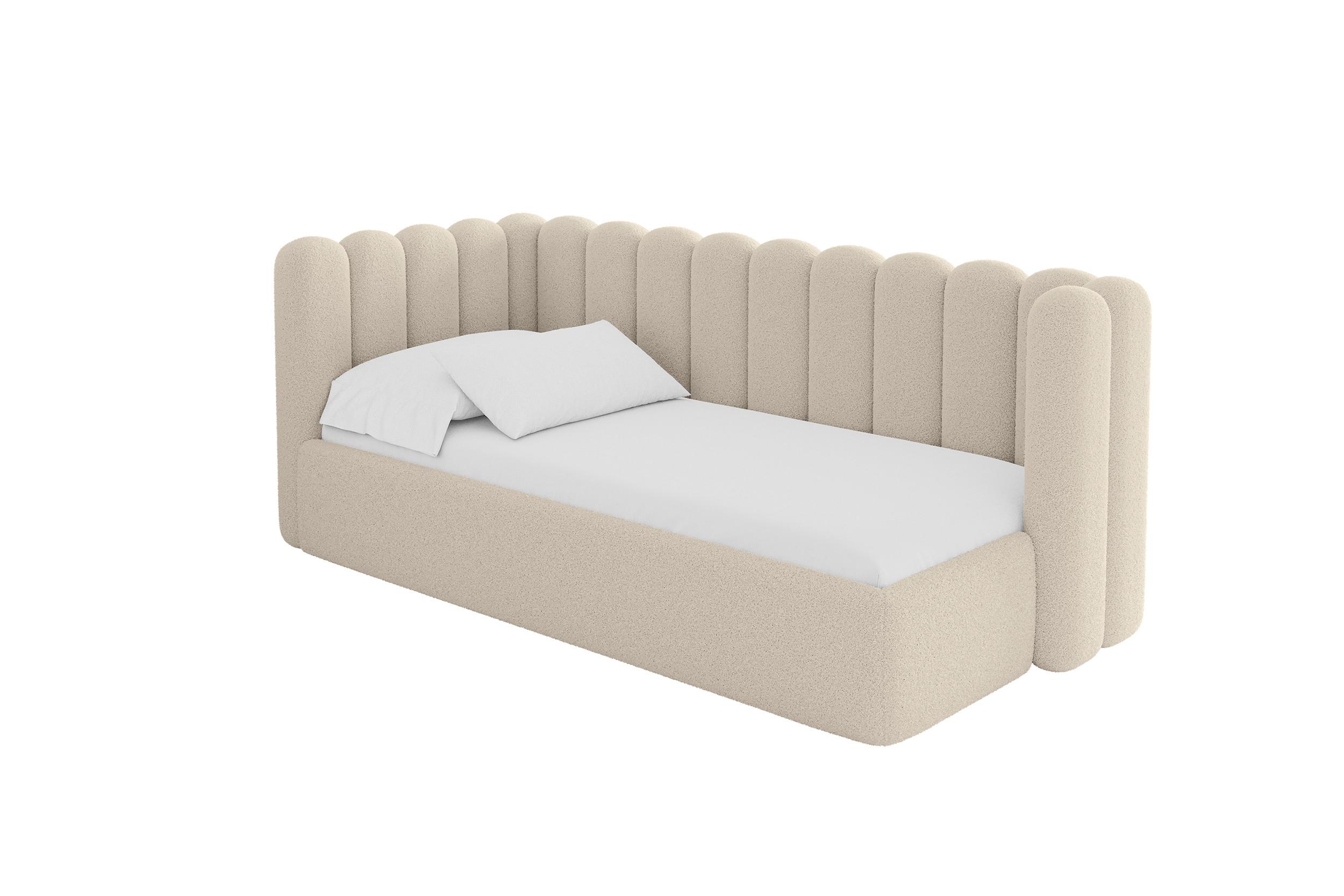 EINZELLBETT Jugendbett mit Bettkasten und Matratze H3/H4, Rechts - HUGY 90x200 Dunkelbeige - Mokka, Holzwerkstoff/Textil (90/200cm) - ALTDECOR