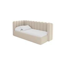 EINZELLBETT Jugendbett mit Bettkasten und Matratze H3/H4, Rechts - HUGY 100x200 Dunkelbeige - Mokka, Holzwerkstoff/Textil (100/200cm) - ALTDECOR