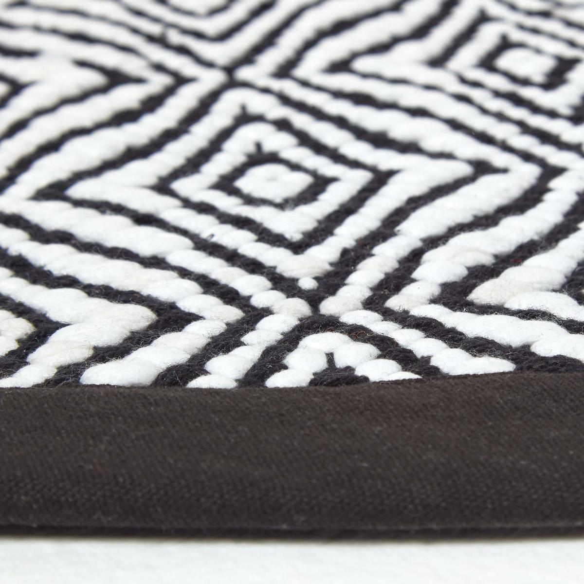 HANDWEBTEPPICH Trance rund 150 cm, geometrisch gemustert - Schwarz, Textil (150/150cm) - Homescapes