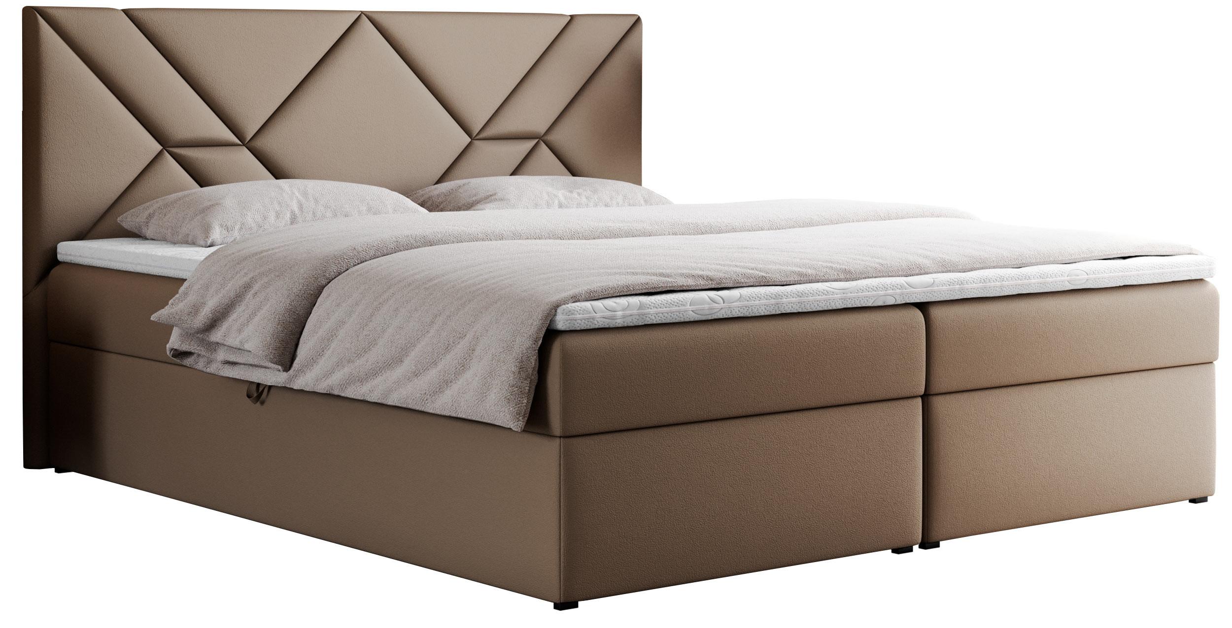 BOXBETT NEOMI 180/200 - Braun Kunstleder - H3 - Visco - Braun, Holz/Textil (180/200cm)