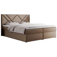 BOXBETT NEOMI 200/200 - Braun Kunstleder - H3 - Visco - Braun, Holz/Textil (200/200cm)