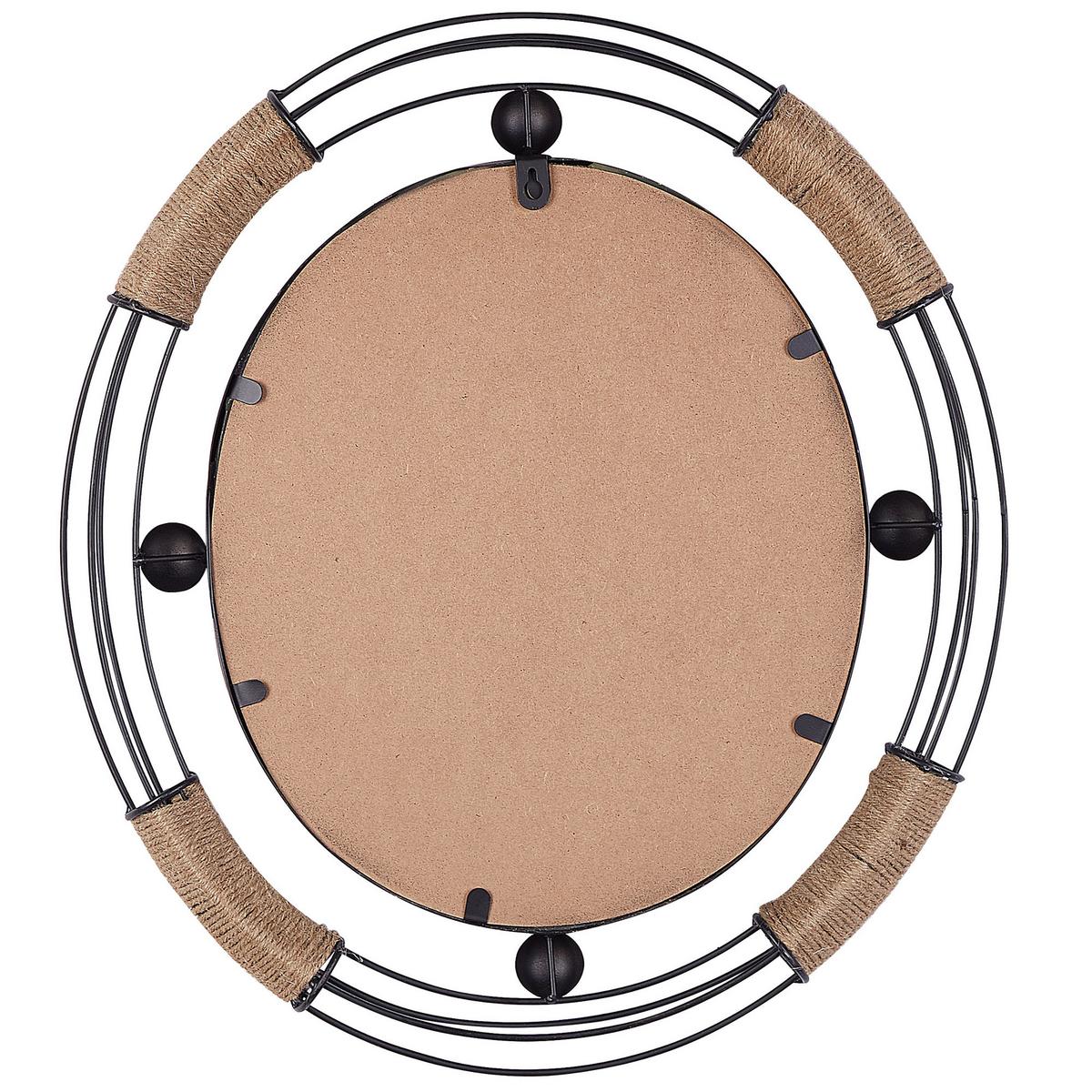WANDSPIEGEL schwarz oval 55/50 cm Moulins - Beige/Schwarz, Metall (50/55/4cm) - Beliani