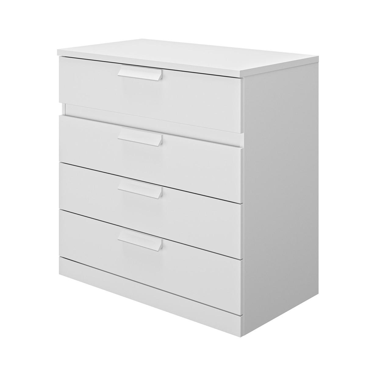 KOMMODE 4 Schubladen Cyrus - Französische Herstellung - 81/45/81 cm - Weiß, Holzwerkstoff (45/81/45cm) - Calicosy