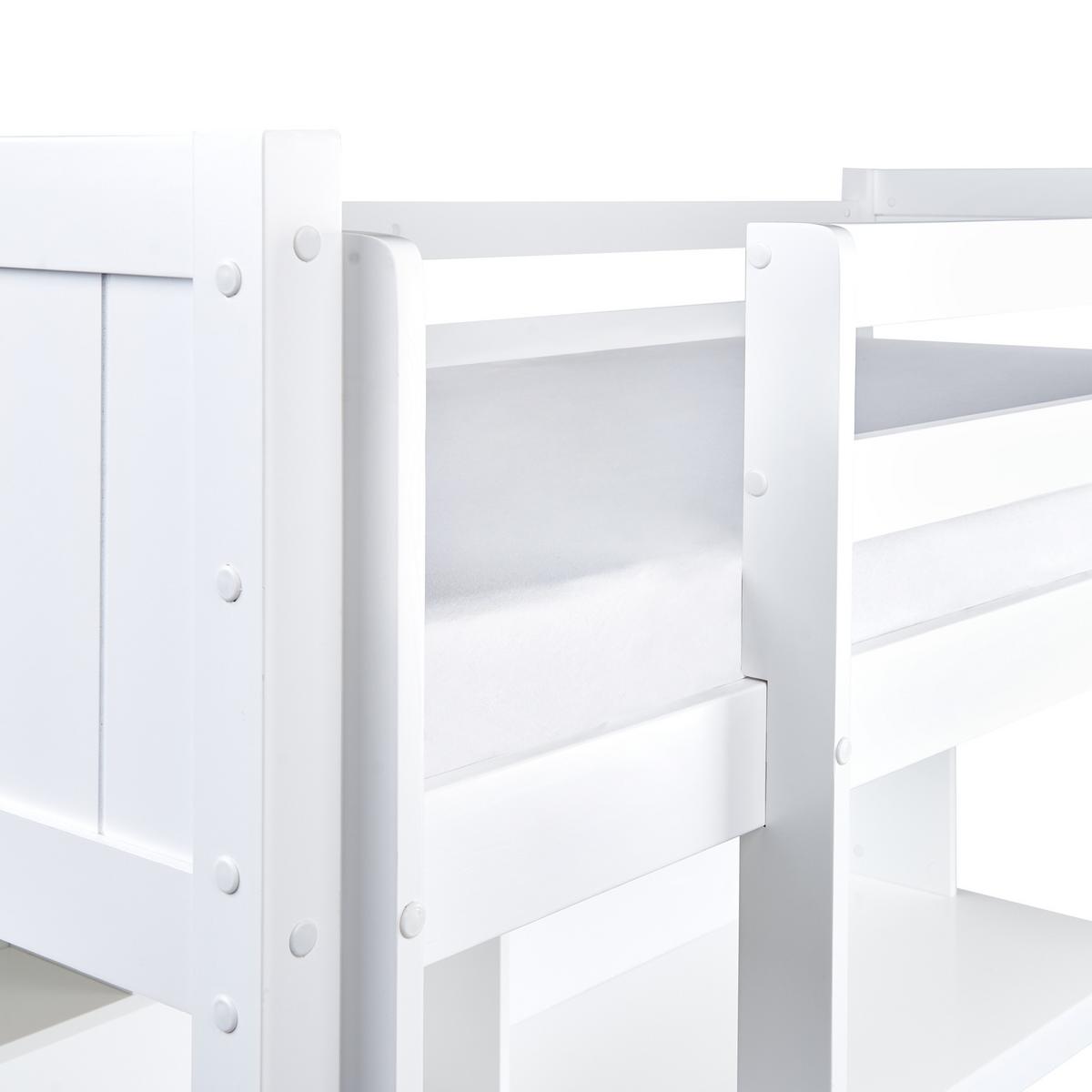 HOCHBETT MIT SCHREIBTISCH 90x200 cm Weiß Foucamont - Weiß, Holz (90/200cm) - Beliani