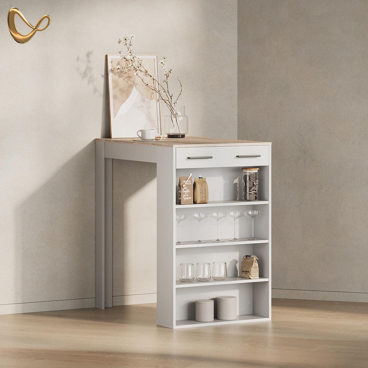 BARTISCH Regusa Weiß/Sonoma 67 x 100 cm - Weiß/Sonoma Eiche, Holzwerkstoff (100/67/106cm) - Livinity®