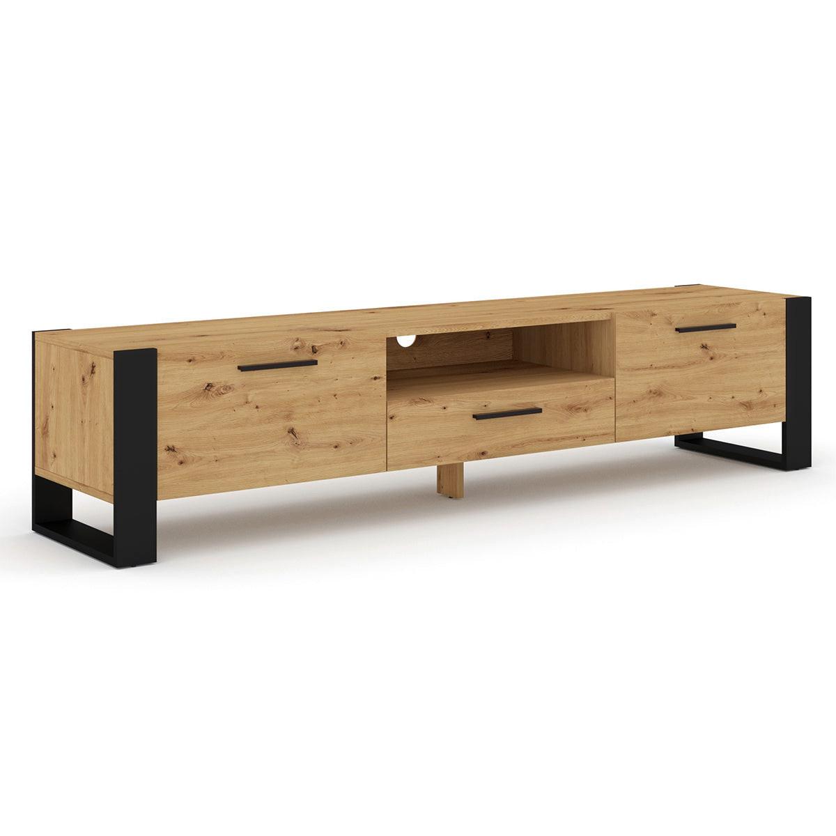 TV-MÖBEL Nouka Holz und Schwarz - Braun, Holzwerkstoff (200/48/43cm) - Petits-meubles