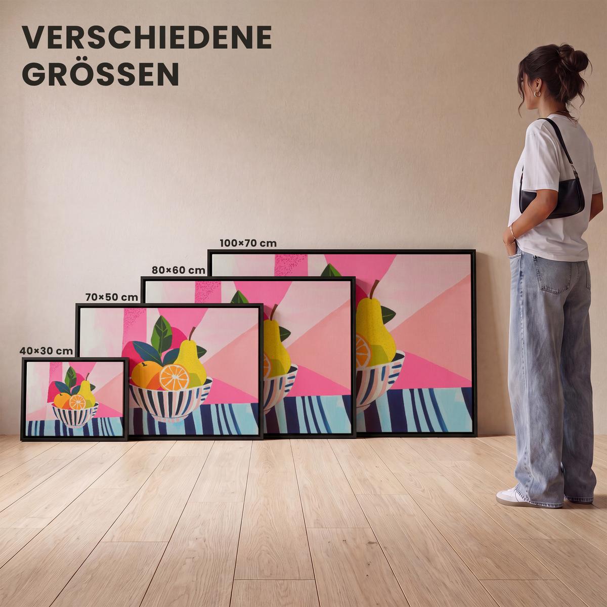LEINWAND Bilder mit Rahmen - Obst - Abstrakter Hintergrund - Rosa - 80x60 - Pink, Textil (80/60cm) - MuchoWow