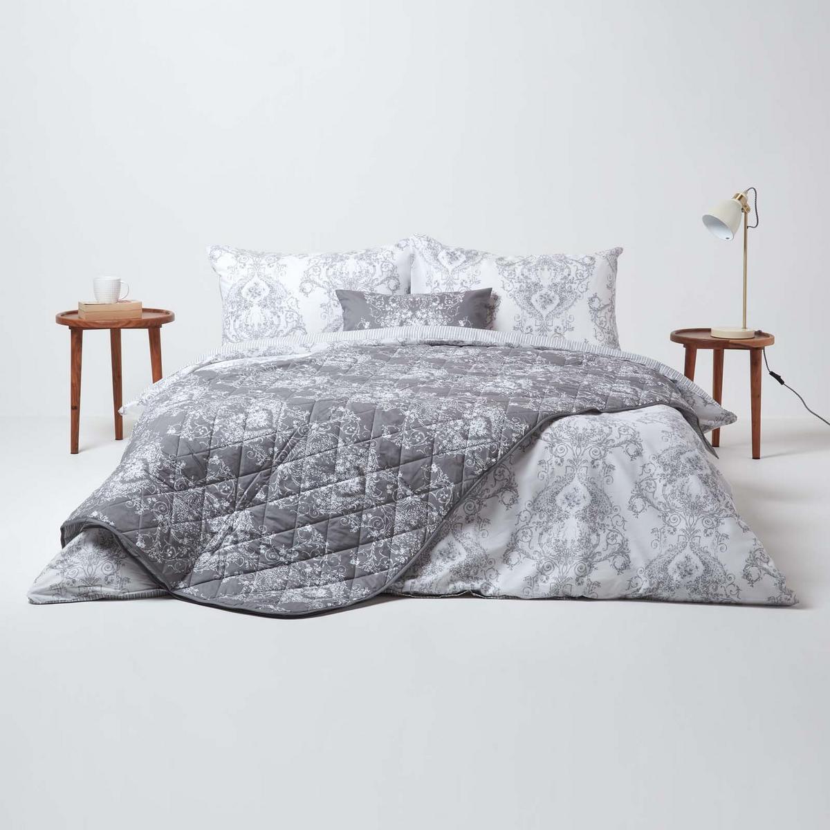 WENDEBETTWÄSCHE Toile-De-Jouy - Grau, Textil (230/220cm) - Homescapes