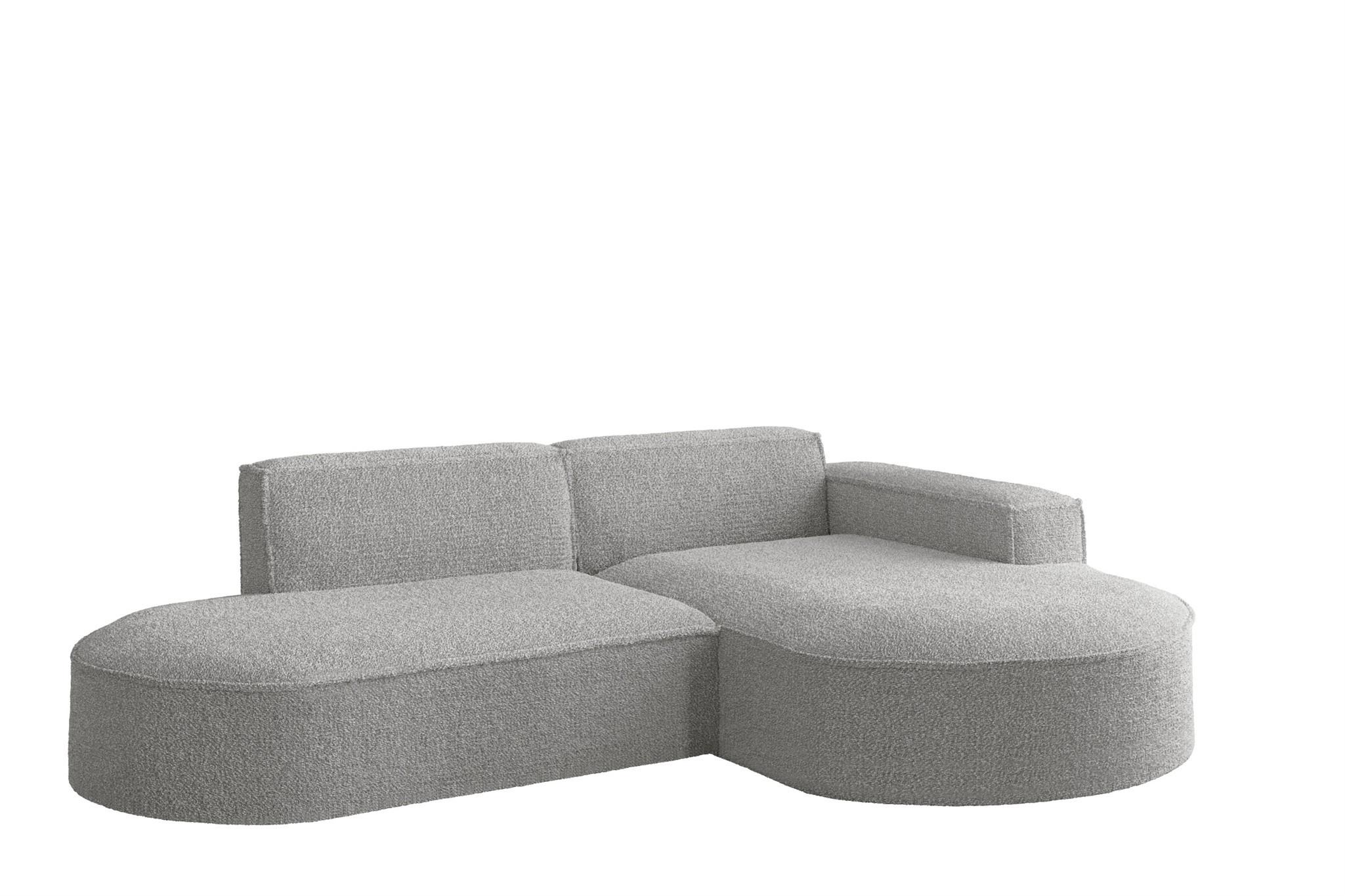 ECKSOFA Palma Xs Ottomane Ascot Bukla - Creme, Holzwerkstoff/Textil (236/165cm) - Fun Möbel