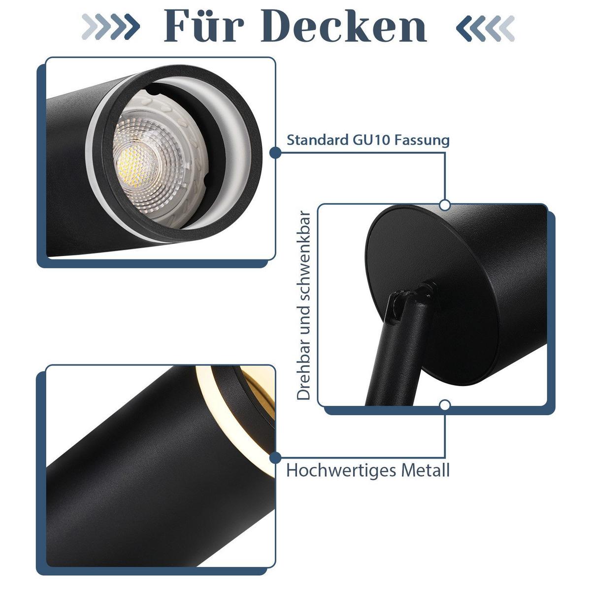 DECKENSTRAHLER Solingen 4-flammig 25/25/17 cm - Schwarz, Metall (25/25/17cm) - Nettlife