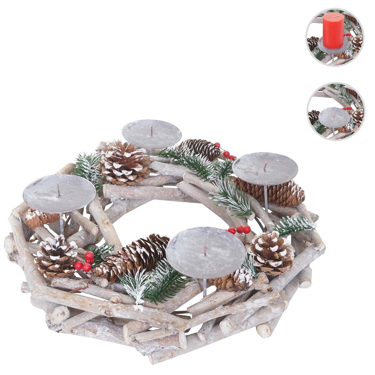 ADVENTSKRANZ RUND HOLZ OHNE KERZEN Weiß - Weiß, Holz (35/11cm) - MCW