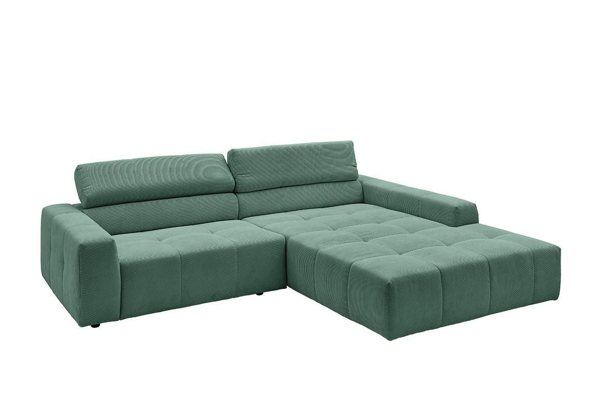 ECKSOFA RENO Smaragdgrün Cord - Smaragdgrün/Schwarz, Kunststoff/Textil (258/217cm) - KAWOLA