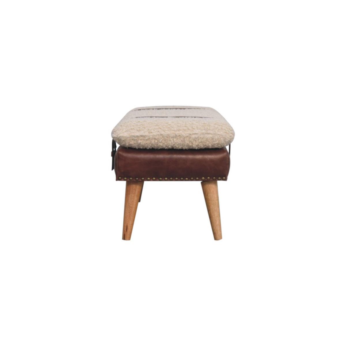 BANK Bouclé, Mahagoni - Braun, Holz (90/40/35cm) - Artisan Furniture