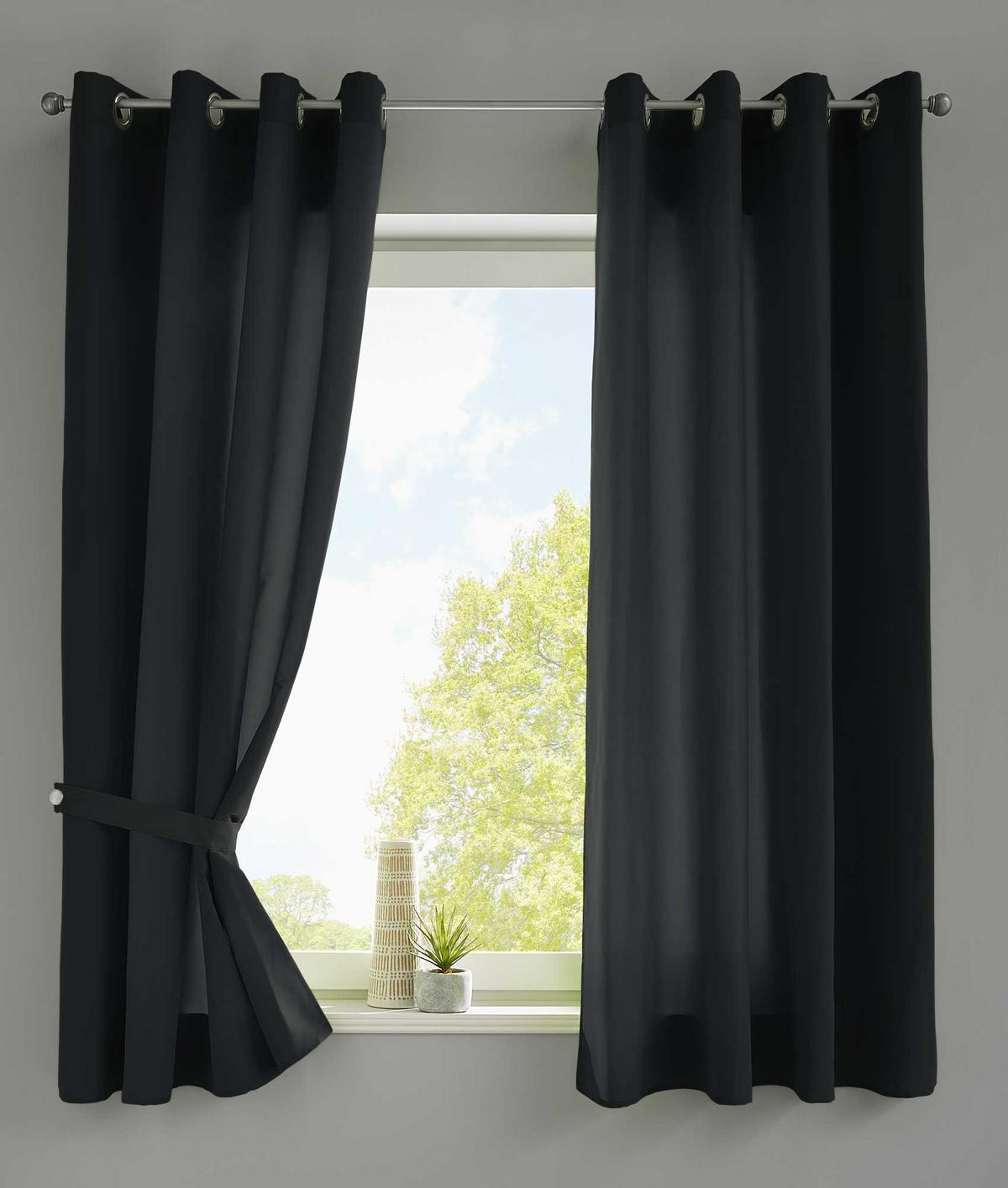 VORHANG 2ER SET BERLIN HxB 175x140cm Schwarz - Schwarz, Textil (140/175/175cm) - Gardinenbox