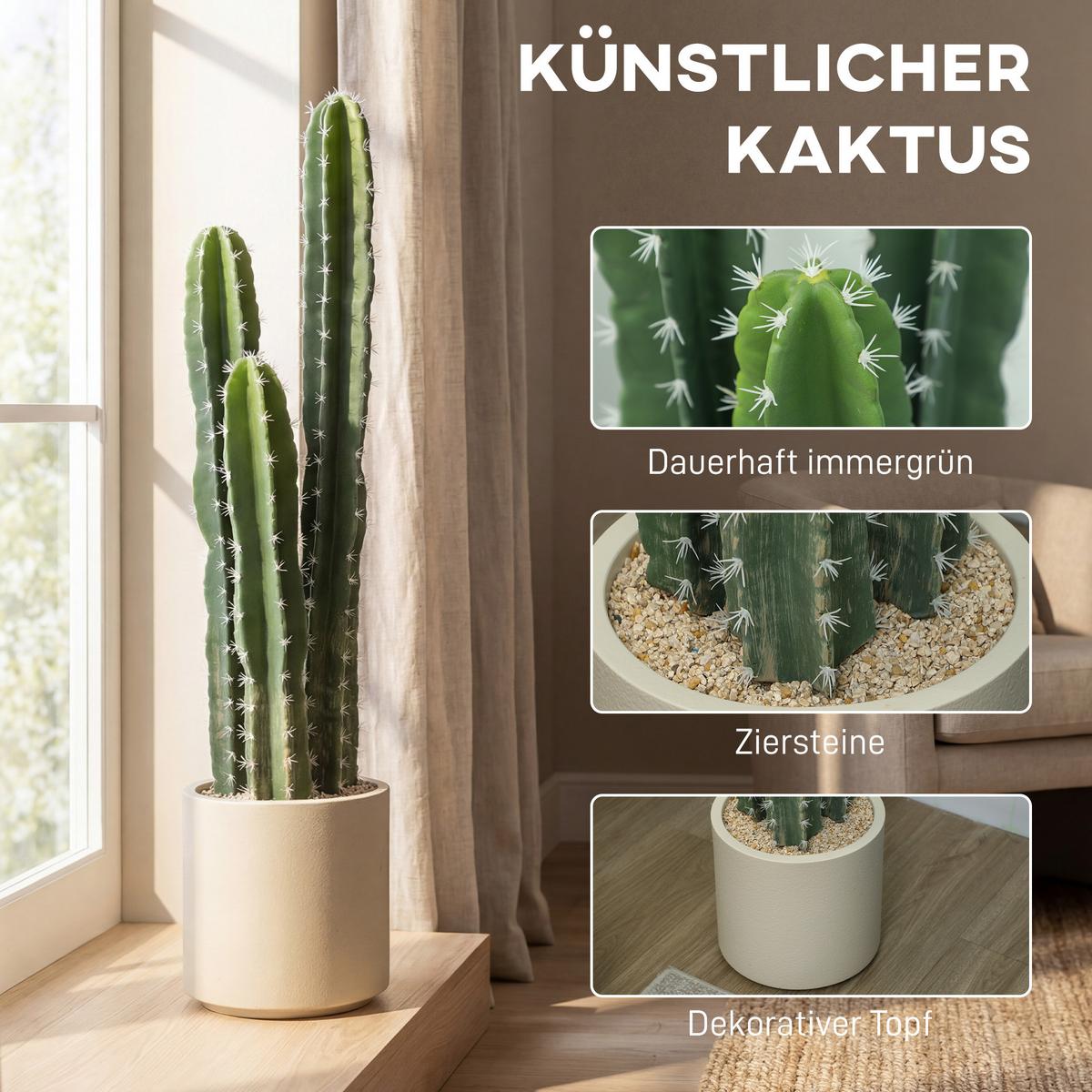 KUNSTPFLANZE Kunststoff Grün - Weiß/Grün, Kunststoff (95cm) - HOMCOM