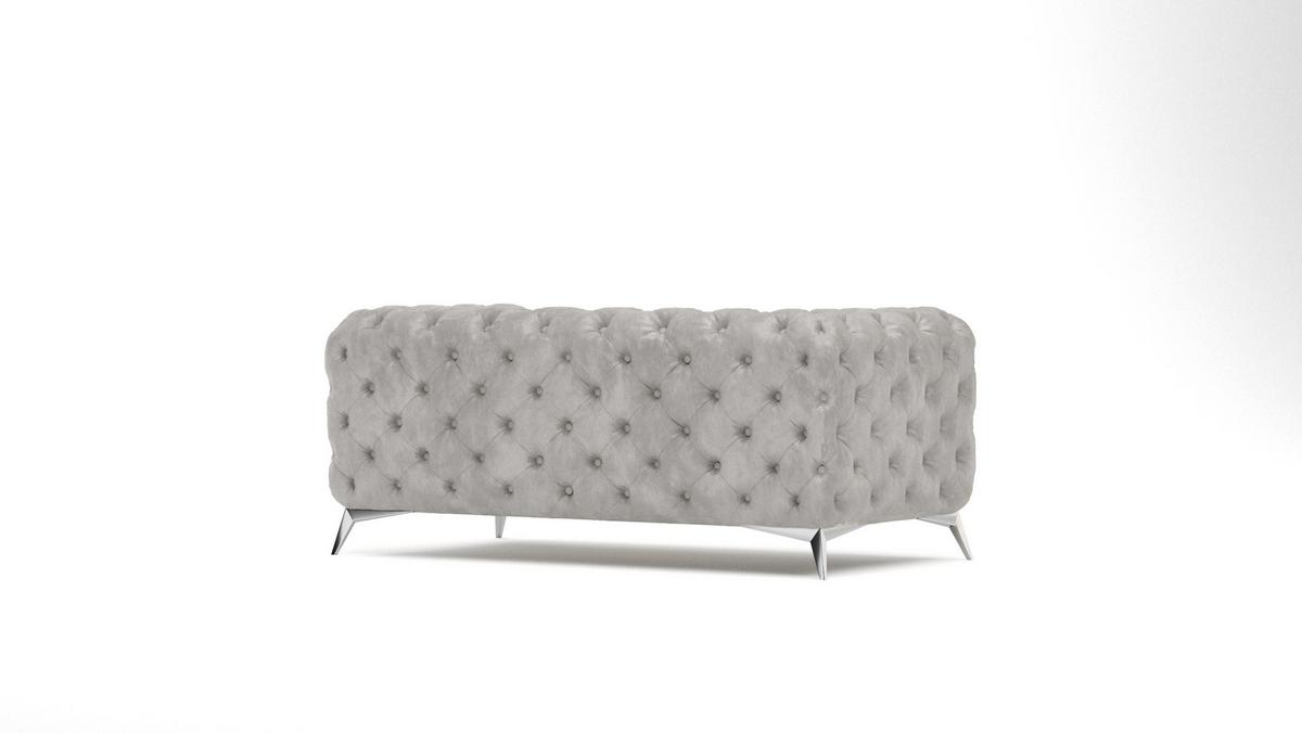 CHESTERFIELD-SOFA 2-Sitzer Quantum Grau Samt - Silberfarben/Grau, Holz/Textil (185/75/100cm) - S-Style Möbel