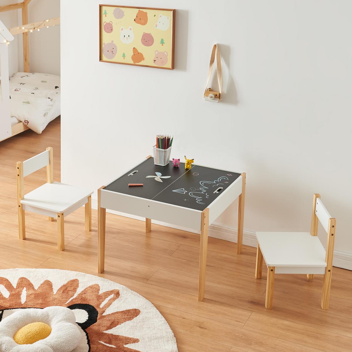 KINDERSITZGRUPPE Smedjebacken - Naturfarben/Weiß, Holz/Holzwerkstoff (62/49.5/62cm) - [en.casa]