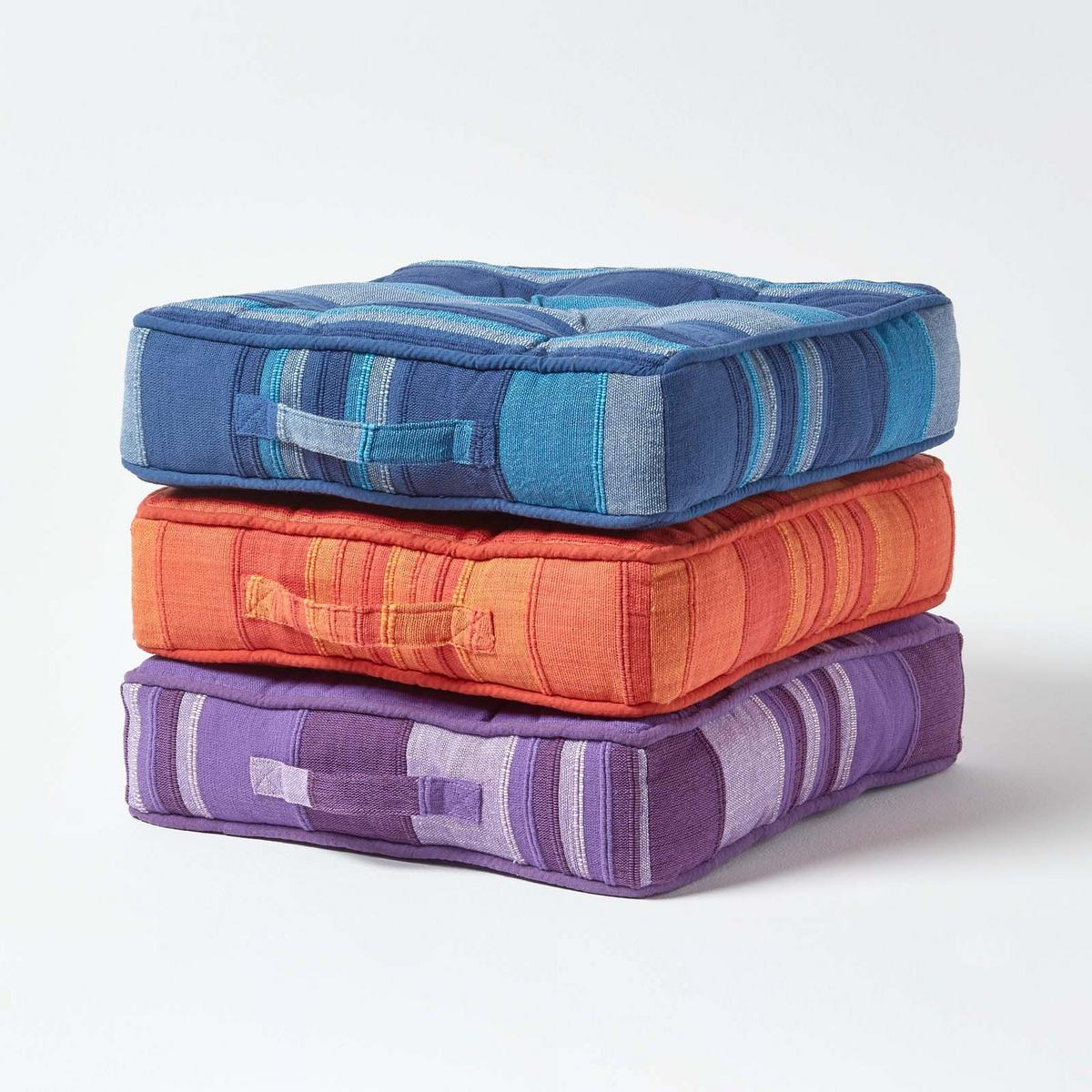 SITZKISSEN Morocco terracotta gestreift 40/40/8 cm - Terracotta, Textil (40/40/8cm) - Homescapes