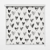 INNENROLLO - Fensterrollo - Rollo - 120x140 cm - Schwarze Herzen - Schwarz, Kunststoff (120/140/0.5cm) - TULUP