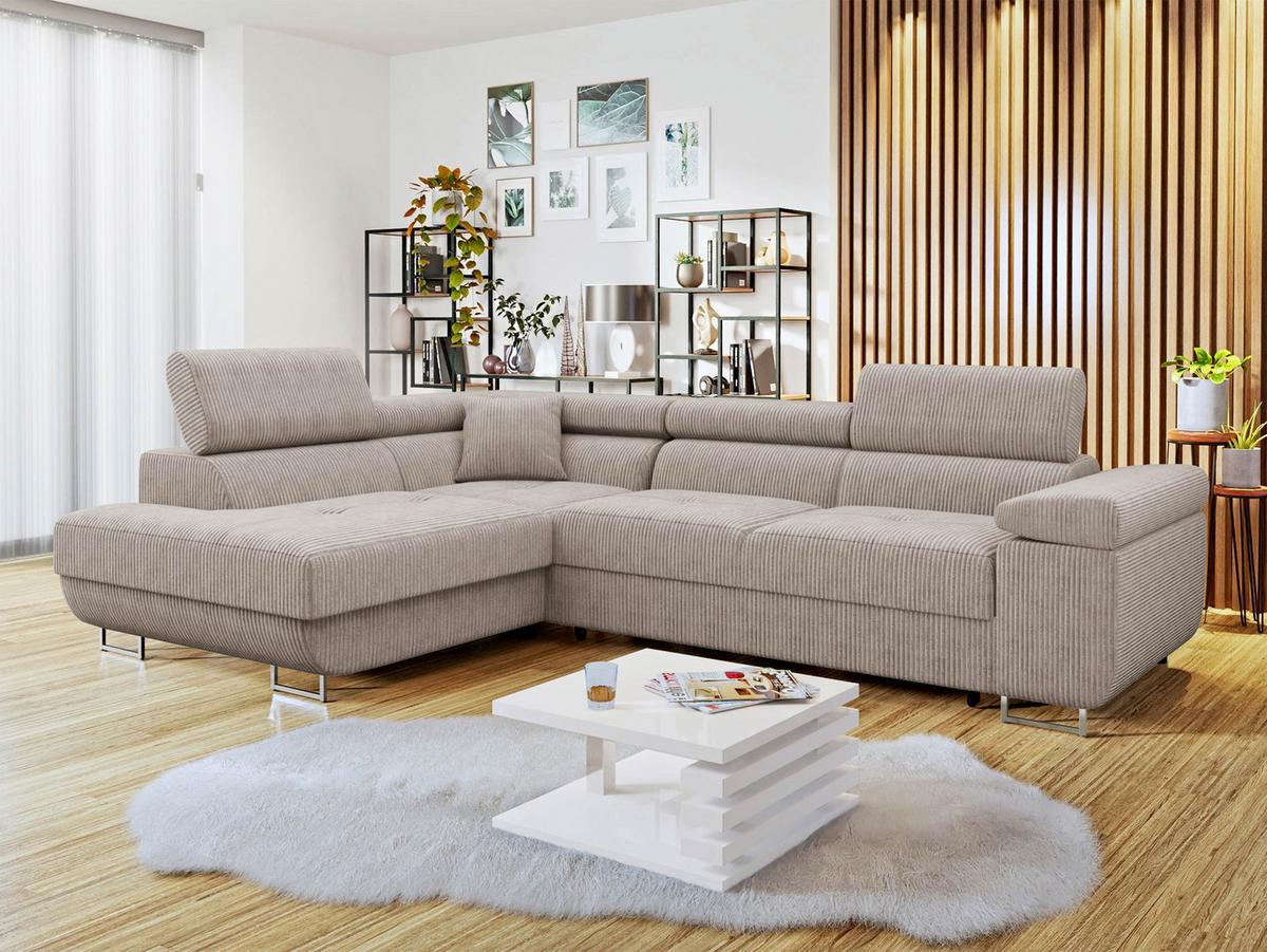 ECKSOFA Torezio Cord, Seite: Links - Sahara, Holz/Textil (274/203cm) - MIRJAN24