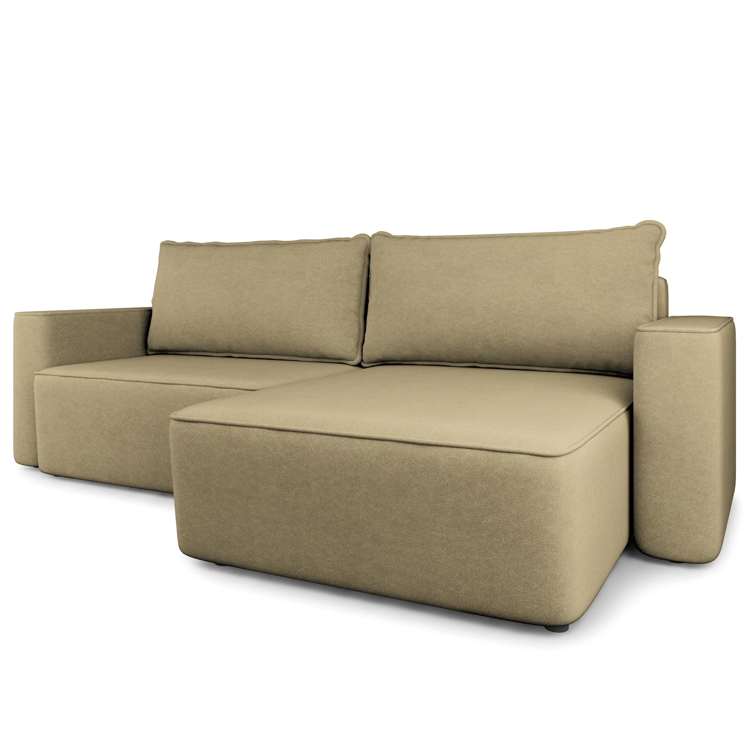 ECKSOFA BELISE CL Currygelb Veloursstoff mit Schlaffunktion - Currygelb, Holz/Textil (252/162cm) - MASSENO