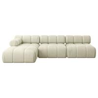ECKSOFA modulares Sofa Razon-L2 - 285x160x70 cm Beige Velours - Beige, Holzwerkstoff/Textil (285/160cm) - ALTDECOR