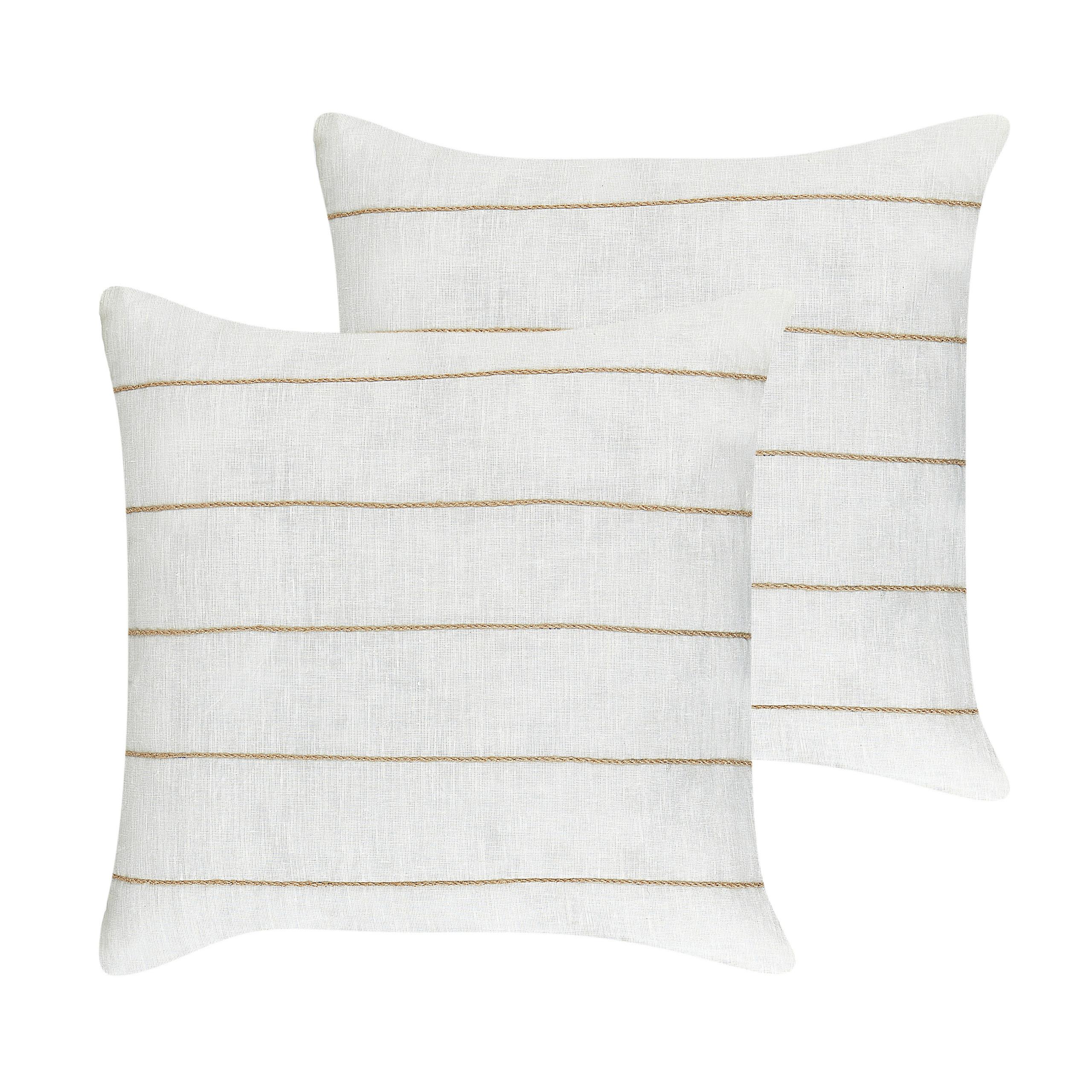DEKOKISSEN 2er-Set Cremeweiß 50/50 cm Milas - Beige/Weiß, Textil (50/50cm) - Beliani