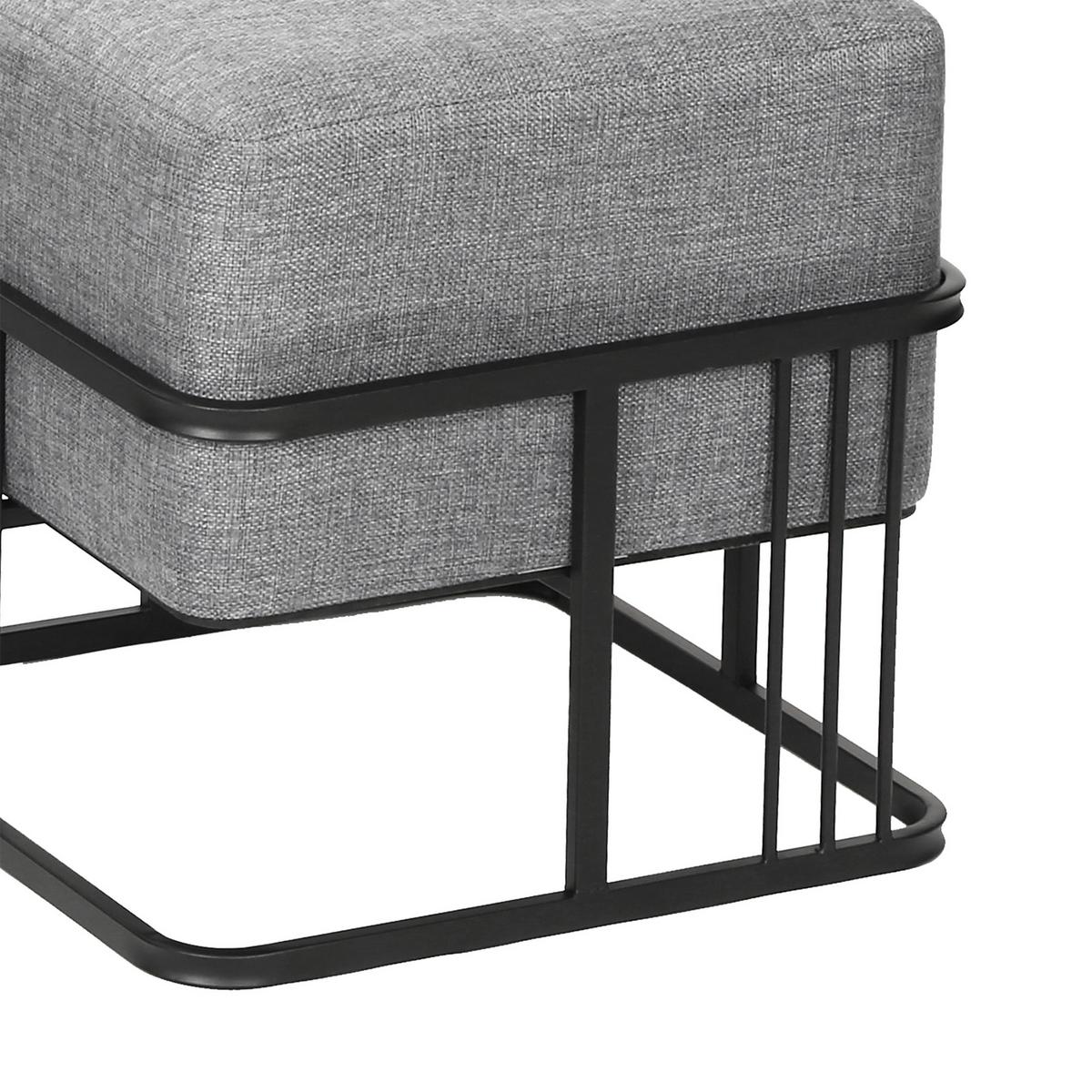 HOCKER-SET 2-TLG. Tas - Hellgrau/Schwarz, Holzwerkstoff/Textil (38/38/38cm) - [en.casa]
