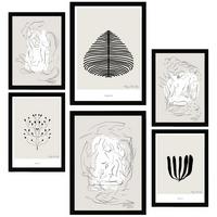 POSTER Set Mit 6 Schwarze & Beige Abstrakte Kunst A3 & A4 Schwarzer Rahmen - Schwarz, Papier (29/3cm) - Nacnic