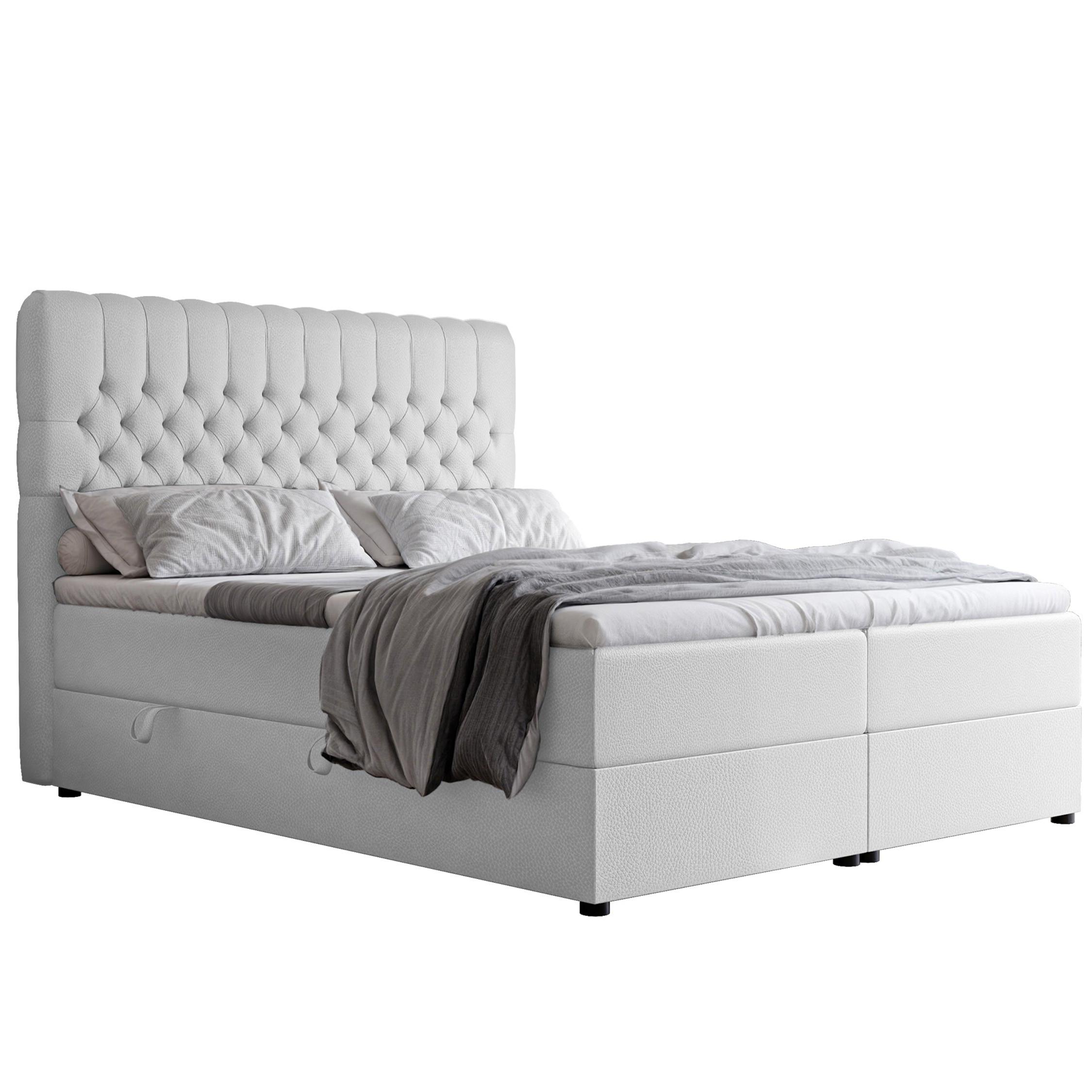 BOXBETT 120x200 cm mit Topper - Weiß, Holzwerkstoff/Textil (120/200cm) - Idohome