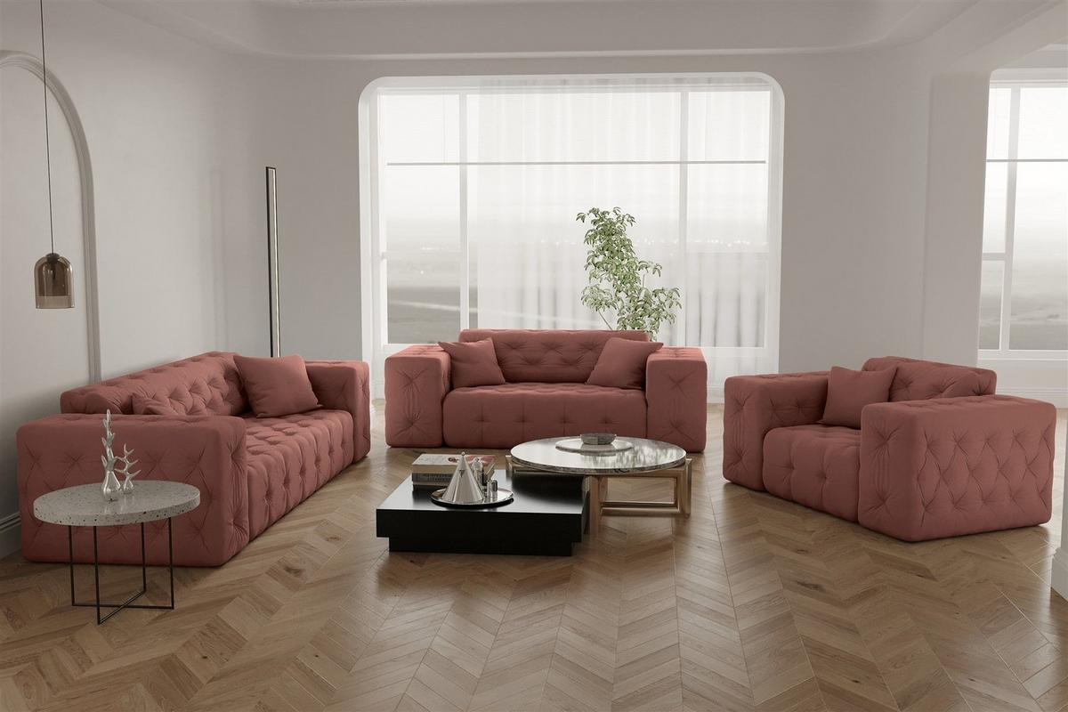 ECKSOFA Chantal - Rosa, Holzwerkstoff/Textil (246/246cm) - Fun Möbel