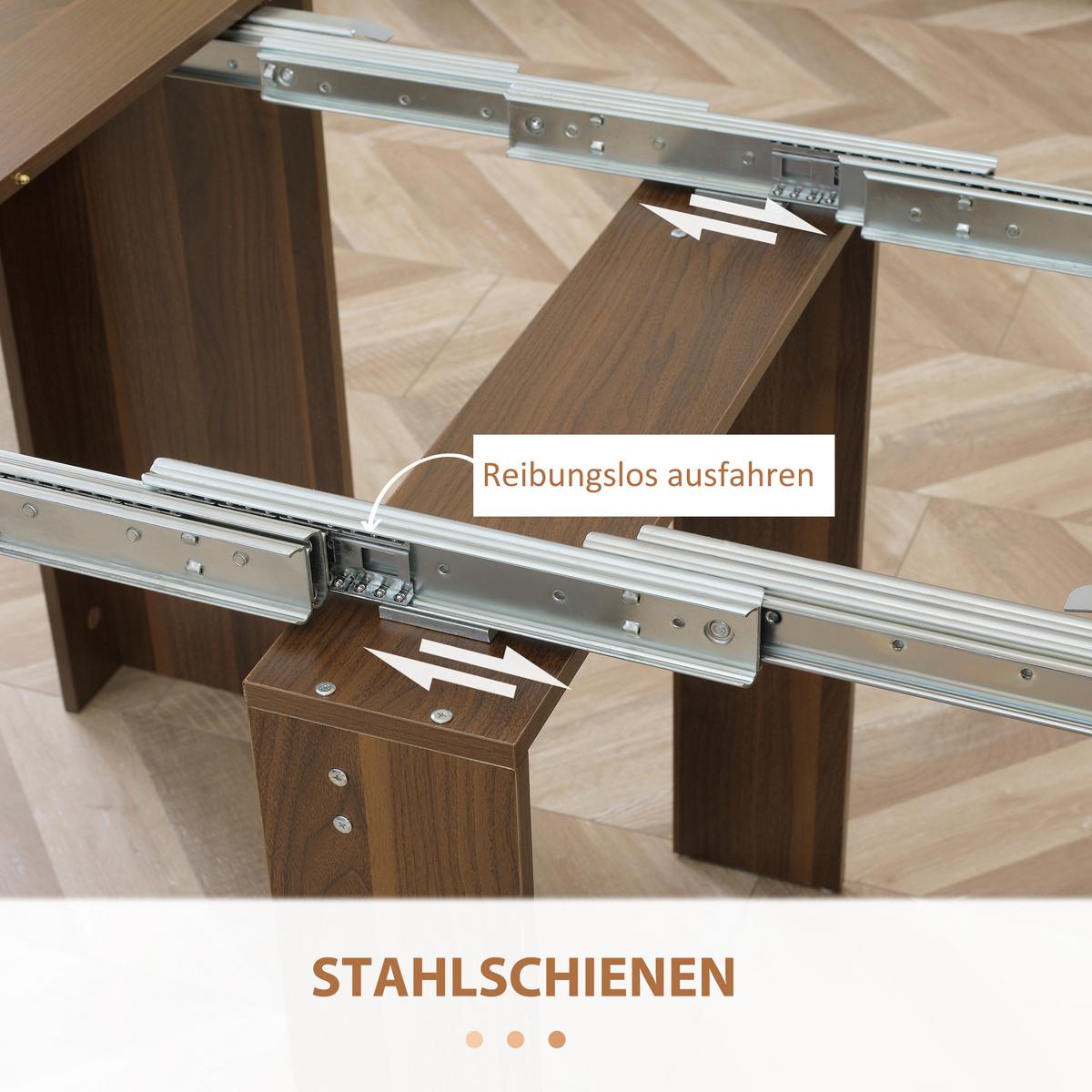 ESSTISCH Klapptisch ausziehbarer Küchentisch Esszimmertisch Holztisch Braun - Hellbraun/Braun, Holzwerkstoff (180/85/75cm) - HOMCOM