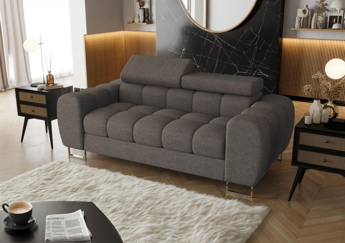 SOFA 2-sitzer Bastien In Stoff Aragon - Dunkelgrau, Holzwerkstoff/Textil (195/95/97cm) - Fun Möbel