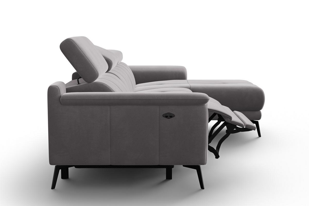 ECKSOFA FIERO 4-Sitzer RECHTS, Dunkelgrauer Veloursstoff - Dunkelgrau/Schwarz, Holz/Textil (288/170cm) - Courtois Laville